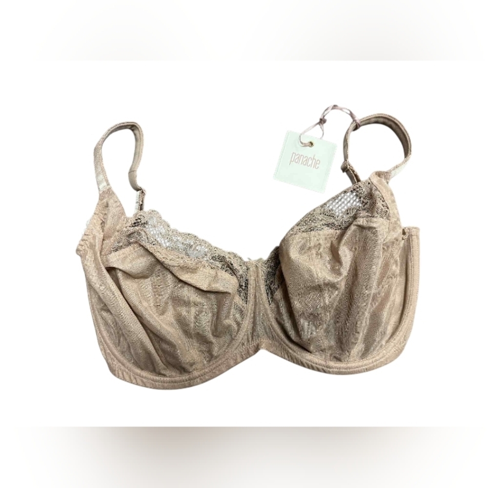 Panache NWT Balconnet Jasmine Bra Caramel Nude Lace Size 30JJ